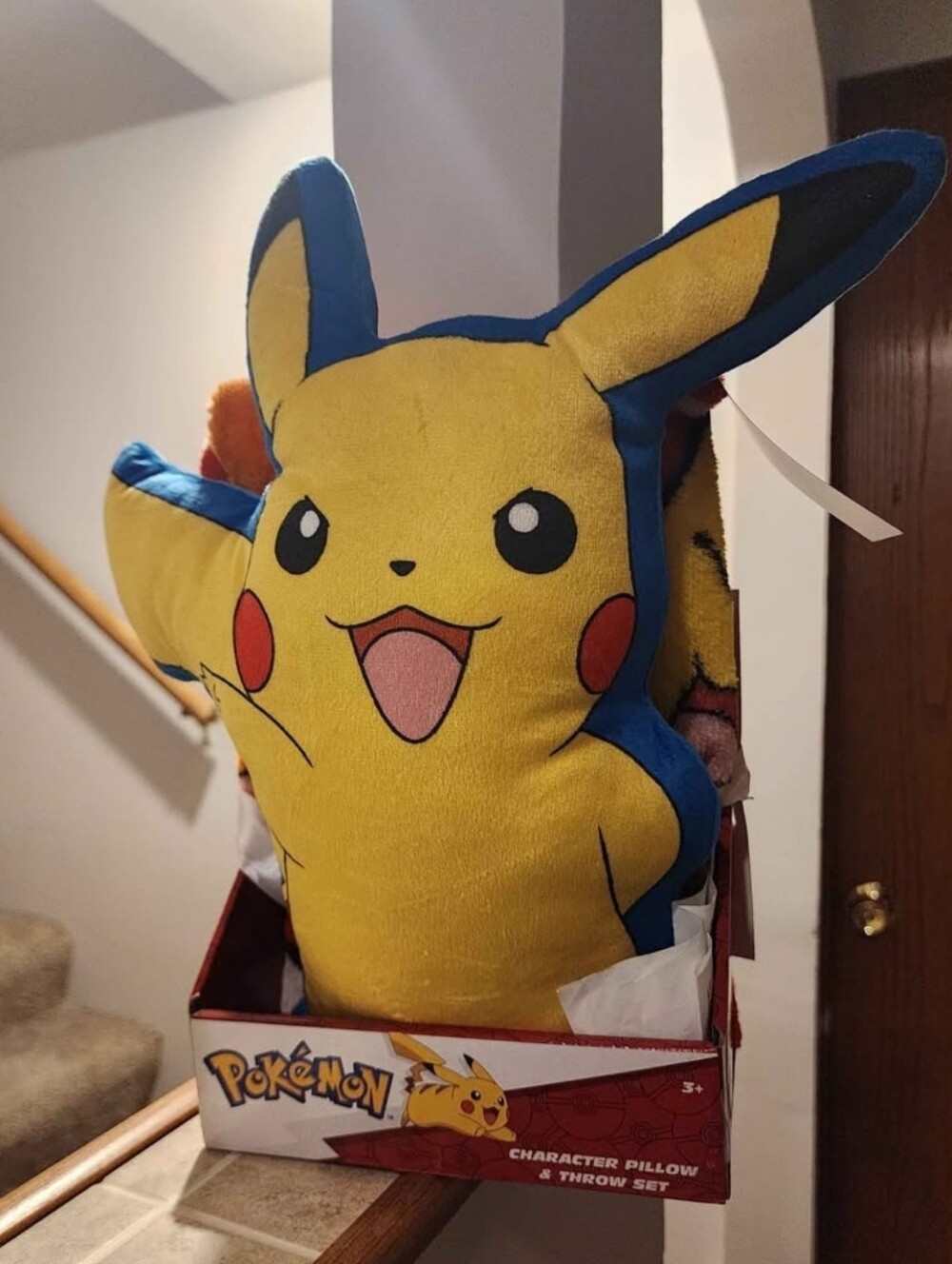 Pikachu Yellow Plush Character Pillow With Blanket Throw Set 40 X 50 NWT